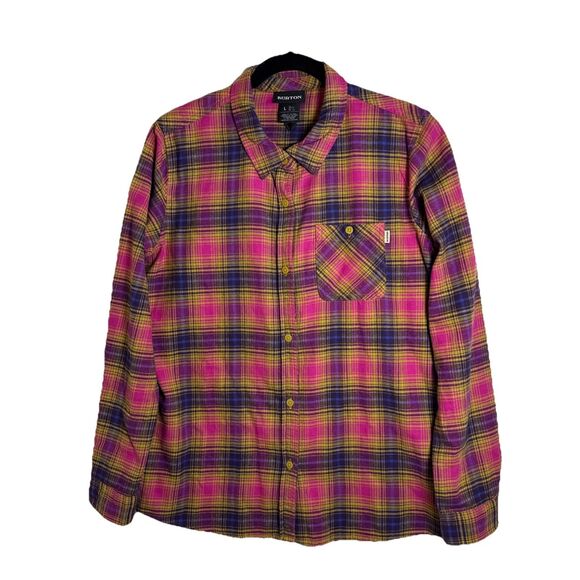 Burton Grace Long Sleeve Flannel Women’s Size Large Fuchsia Plaid - Picture 13 of 13